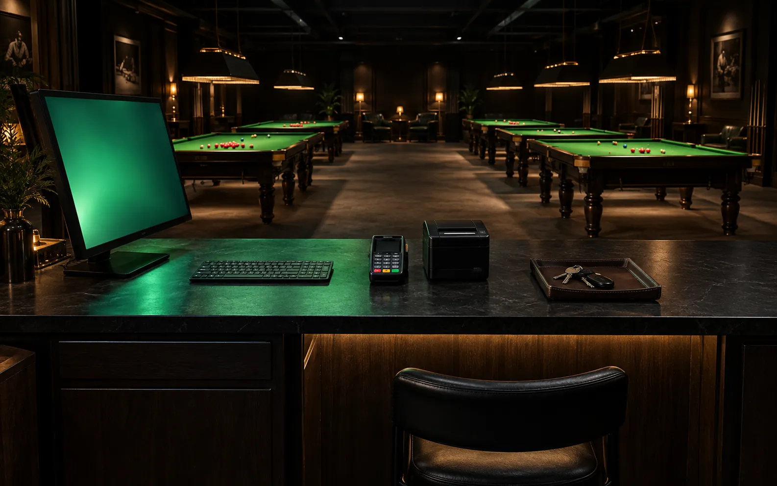 Counter console at a snooker venue
